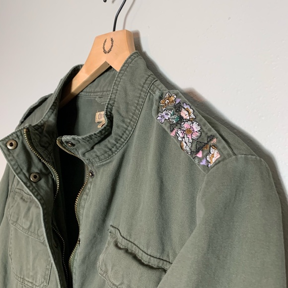 Democracy Jackets & Blazers - Democracy utility jacket olive green embroidered